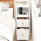 Set of 2 8 Inch Narrow Nightstand with Pull-Out Tray & 2 Drawers, Wooden Bedside Table with Cable Management System, Compact End Table for Bedroom Small Spaces, Brown Finish